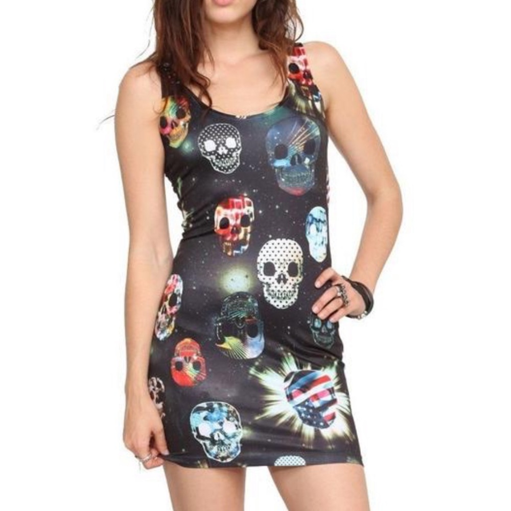 Royal Bones Skull Print Mini Dress